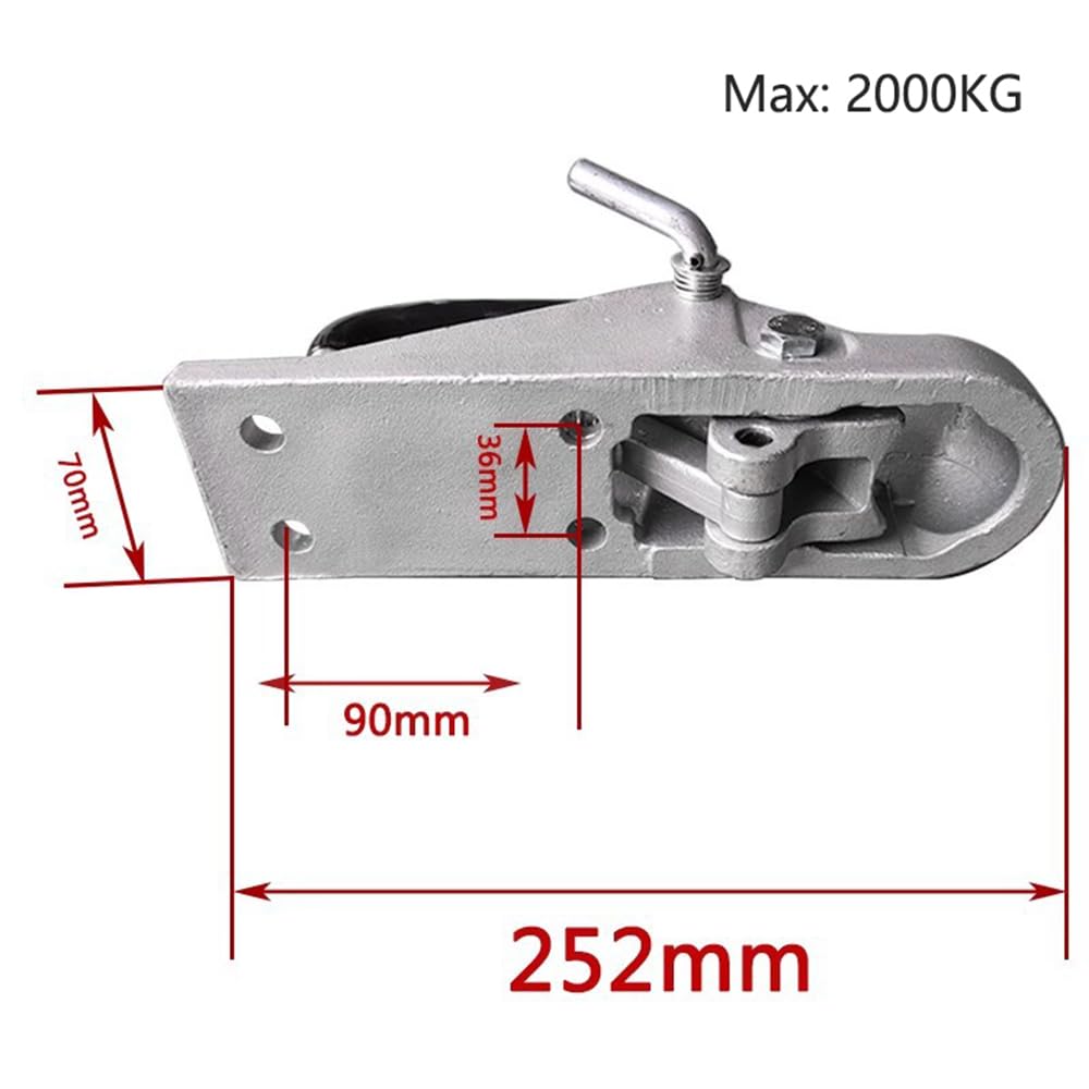 Acoplador para Remolque,hasta 2000kg,Enganche Remolque Universal para Coche con Cuadrado 70mm, Gancho Robustecido para Caravanas y Trailers