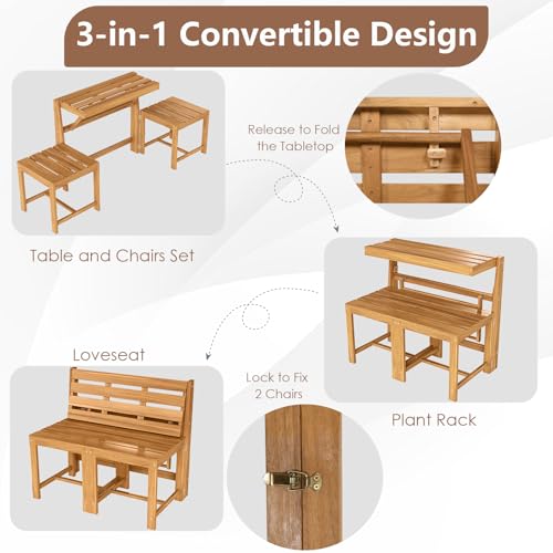 Tangkula 3-in-1 Convertible Bench Bar Table, Patio Convert A Bench - Image 3