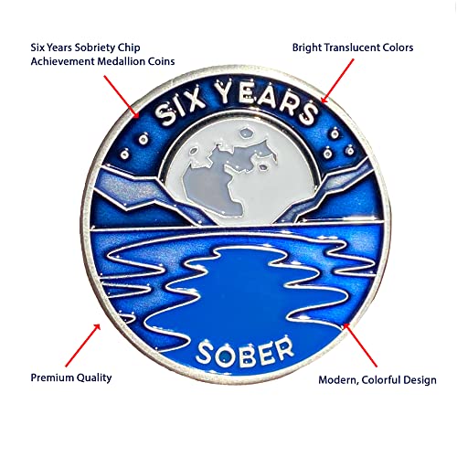 Image of 6 Years Sober Token | Six Years Sobriety Chip | Non-AA Gift, Non-Religious Medallion for Men and Women Celebrating Sobriety