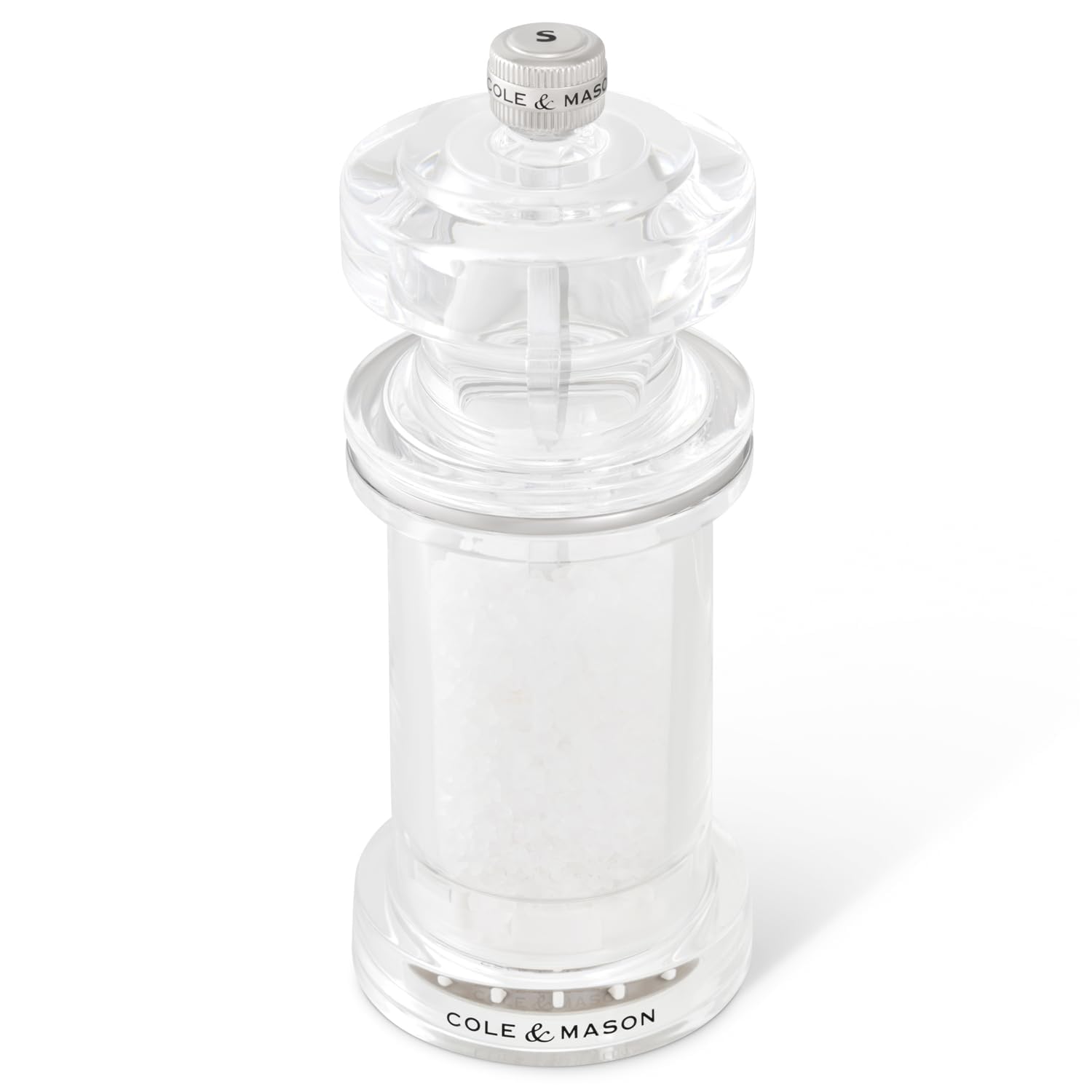 Cole & Mason 605 Salz und Pfeffermühle Set, Einstellbarem Keramikmahlwerk | Gewürzmühle, Precision+ verstellbarer Mahlgrad, Langlebiger Acryl/Edelstahl, Lebenslange Mechanik-Garantie, Geschenk Set