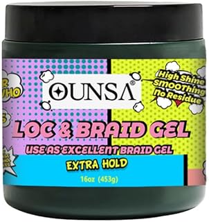 OUNSA Braid Gel for 4C Hair (16oz) - Extreme Hold Braiding Hair Gel, Edge Control, No Flaking, Non-Greasy & Tames Frizz - Loc Gel for All Hair Types 16oz