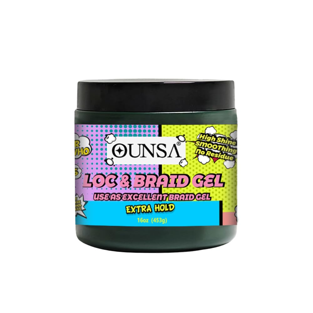 Braid Gel for 4C Hair (16oz) - Extreme Hold Braiding Hair Gel, Edge Control, No Flaking, Non-Greasy & Tames Frizz - Loc Gel for All Hair Types 16oz 16 Ounce (Pack of 1) 1