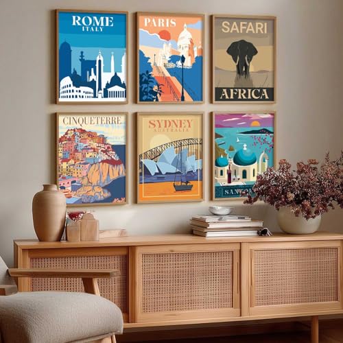 Image of kotart City view wall art | Wall Hanging frames for Living Room | Bedroom | Office | Gift | Decoration frames for Home | Painting wall Decor (Pack of 6 Multicolor) (19X25 inch, E)
