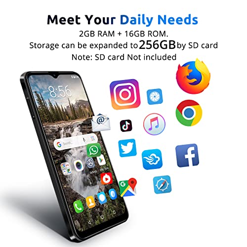 Xgody X18 4G Unlocked Phones, 6.3 Inch Ips Screen Smartphones, Android 10 Os Dual Sim Cheap Cell Phone, Quad Core 2Gb+16Gb, Dual 5Mp+8Mp Camera, 4000Mah Battery, Face Id Smart Phone (Black) #TOP5