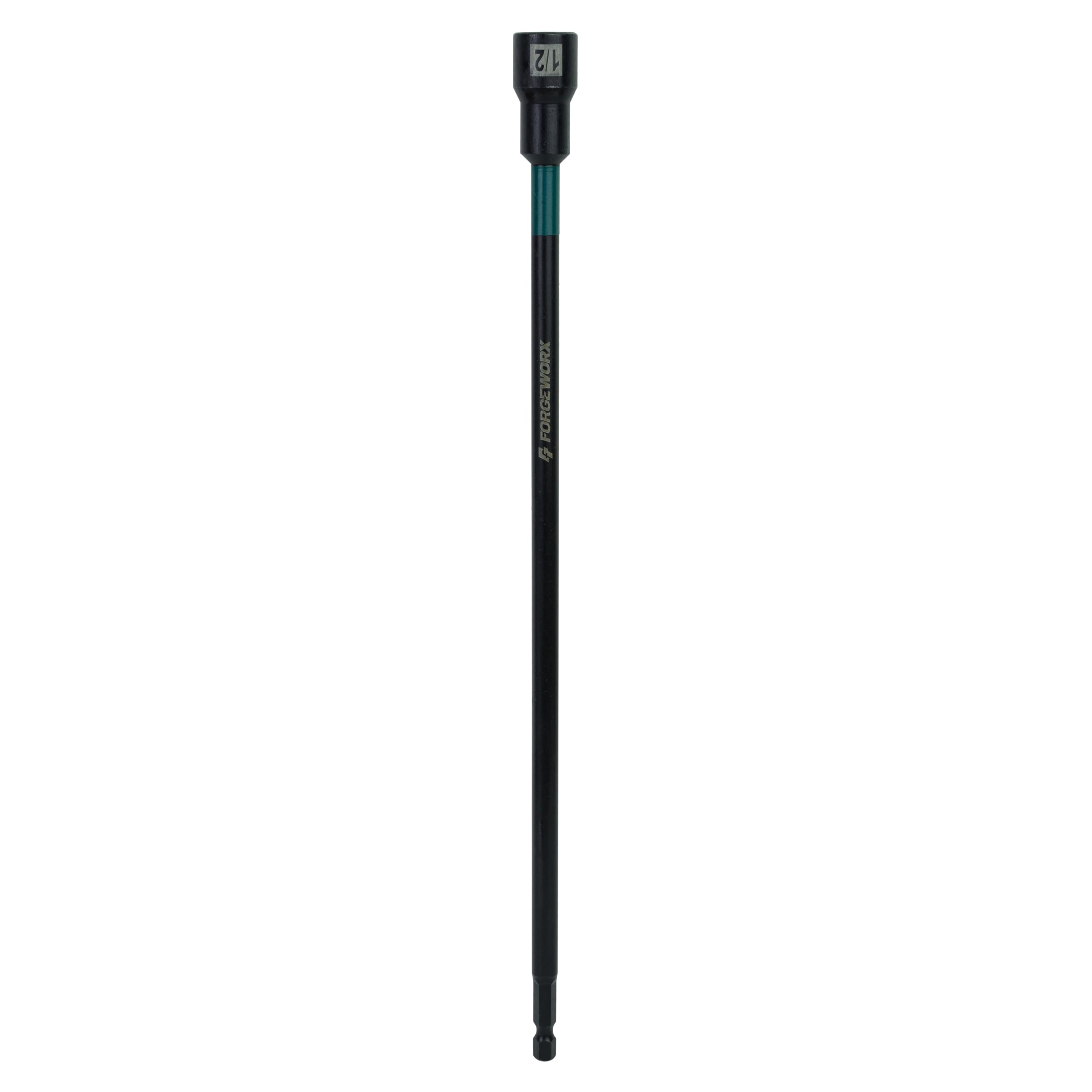 Forgeworx 1/2 Inch Impact Magnetic Nut Driver – 12 Inch Length, 1/4 Inch Hex Shank Impact Grade Nut Setter, Magnetic Socket Tip (1/2” x 12” SAE)