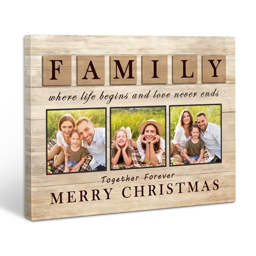 Tapuayts Personalized Christmas Gifts, Framed Custom Canvas Prints with Your Photos Customized Pictures Wall Art Decor Christmas Gifts for Family Home Decor