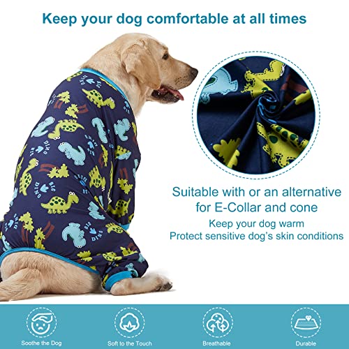 Lovinpet Dog Clothing For Large Dogs: Dinosaur In The Jungle Print, Lightweight Stretchy Knit Pullover Puppy Pajamas, Large Dog Onesie. Large Breed Dog Jammies, Pet Pj's/Xl #TOP1