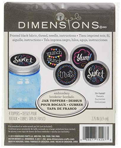 Dimensions 427702 Embroidery Kit Set of 4, Sweets Jar Topper