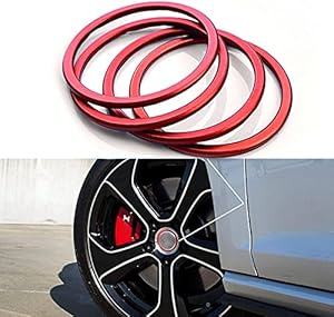 Xotic Tech Wheel Hub Logo Ring Cover Trim Compatible with Volkswagen Jetta Golf Passat (Red) -4pcs 2.48"/63mm