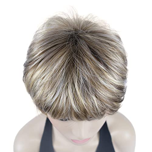 Lydell Short Layered Shaggy Wavy Full Synthetic Wigs (AB461 Brown Highlights)