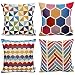 WOMHOPE 4 Pack - 17 x 17 Inch Colorfull Stripe Vintage Style Cotton Linen Square Throw Pillow Case Decorative Cushion Cover Pillowcase Cushion Case for Sofa,Bed,Chair,Auto Seat (C (Set of 4))
