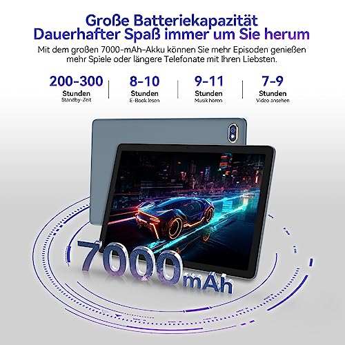 ANTEMPER Tablet mit Tastatur Maus Stift und Hülle, 4GB RAM+128GB ROM(TF 1TB) Tablet Pc, Octa-Core 1,8 GHz, Tablet 10 Zoll Android 11, 2.4GHz/5GHz WiFi, 13MP+8MP Kamera, Google GMS, Grau – Bild 5