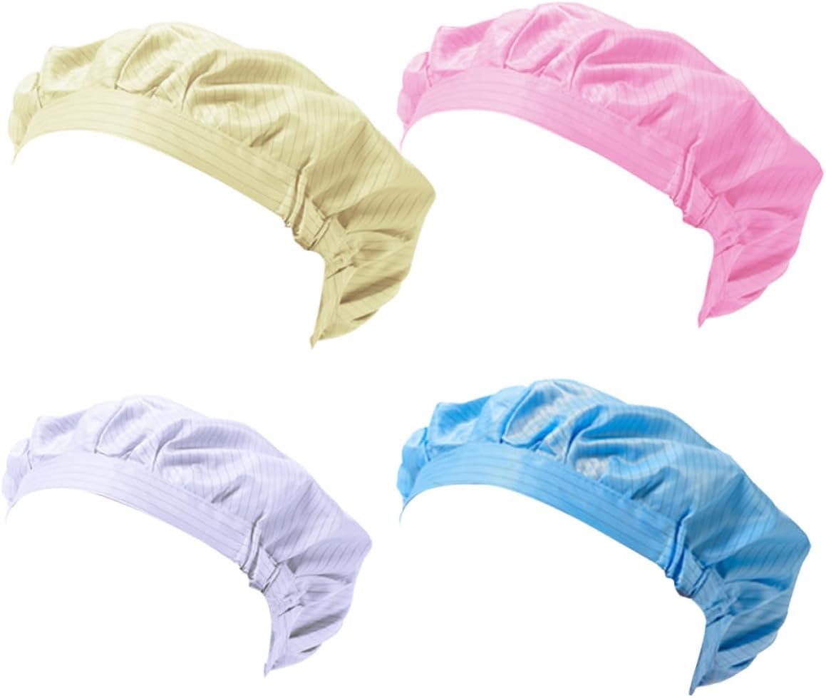 4 Pcs 4 Dustproof Cleanroom Anti-Static Work Hat