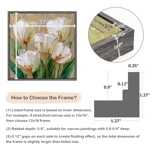 Image of Canvas Floater Frame for 8x8 Wedding Paintings,0.9 inch Deep,Gray