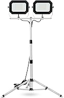 UFOND 20,000 Lumen Dual Head LED Work Light with Tripod - 200W Waterproof Job Site Lamp, Adjustable Stand, 10FT Cord