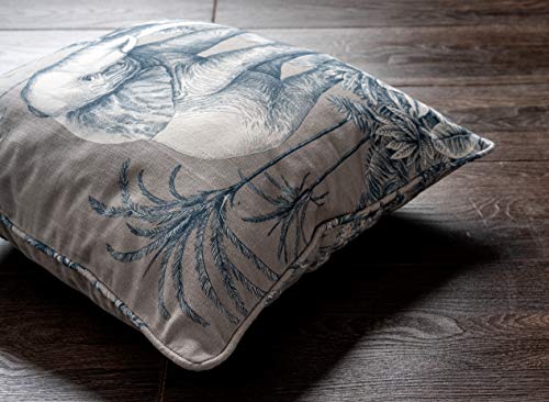 Maison D' Hermine Decorative Cushion Cover 100% Cotton 18"X18" Throw Couch Cover Washable Square Pillowcases With Invisible Zipper For Sofa, Couch, Savana Jouy - Blue (Elephant) - Spring/Summer #TOP4