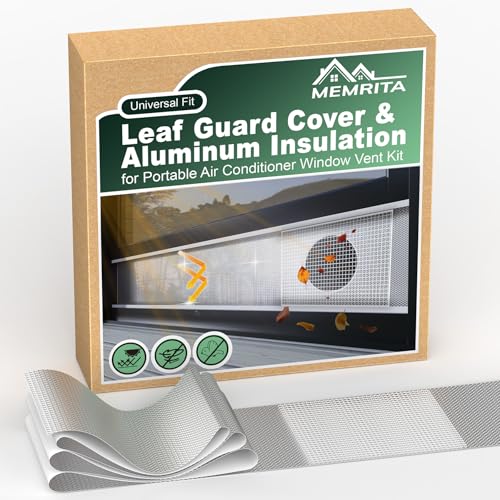 Memrita Aluminum Insulation and Leaf Guard Mesh Cover for Portable Air Conditioner Window Vent Kit, Heat Insulation Aluminum Layer with Mesh Vent Cover Reflecte Sunlight, Keep Out Leaves & Debris