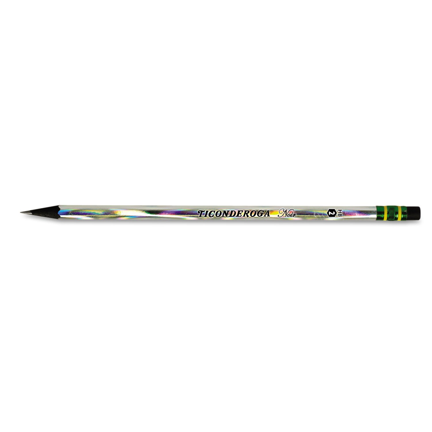 Ticonderoga Noir Black Wood-Cased #2 Pencils, Holographic Design, 12 Count
