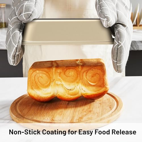 CasaCulina Baking Pans Set, 5-Piece Nonstick Bakeware Sets with Round/Square Cake Pan, Muffin Pan, Loaf Pan, Roast Pan, Baking Sheets for Oven, Kitchen Cookware Sets Baking Tray Baking Supplies,Gold - Thumbnail 4