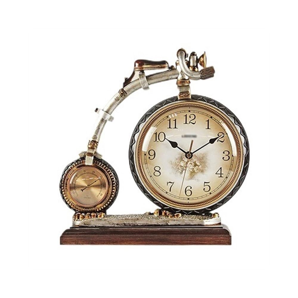Reloj de mesa vintage de resina con lente cristal HD ideal para salones nostálgicos