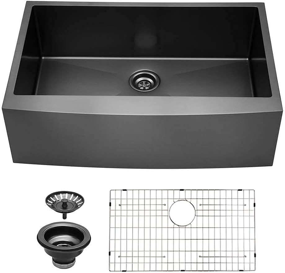 🛒 Crаzу Dеаlѕ 30 Farmhouse Sink - Sarlai 30x22 Kitchen Sink Gunmetal Black Farm Sink Apron Front 16 Gauge Stainless Steel Deep Single Bowl Kitchen Farmer Sink