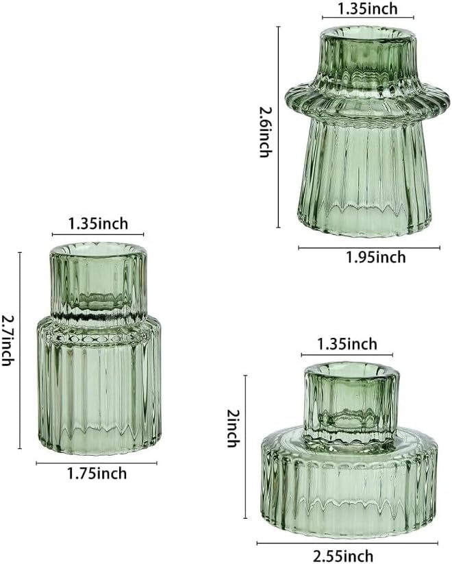 KUPOO Tapered Glass Candlestick Holders - Tealight Candle Holders for Table Centerpieces, Weddings, and Dinner Parties(Green, 3 PCS) - Image 3