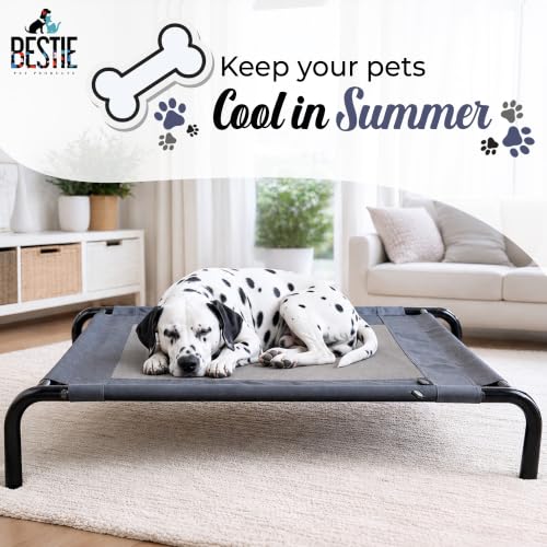 Image of Extra Large(XL) Elevated Cooling Dog Cot Bed with High-Strength Powder Coated Steel Frame, Breathable Mesh, Rust-Proof, Easy to Clean, Indoor /Outdoor Use- 51 X 30 X 8 Inches, Grey