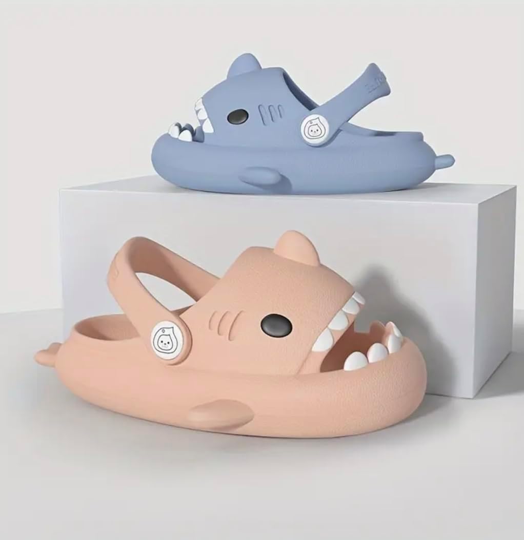 Kids Shark Cloud Slides| Non-Slip Shower Toddler Slippers| Thick Sole Beach Pool Sandals Summer Indoor & Outdoor