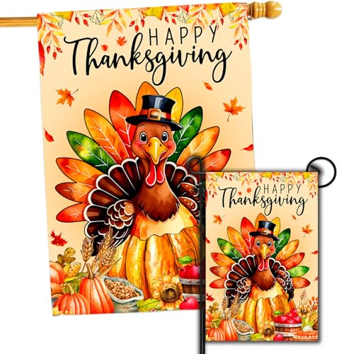 Haonefect THANKSGIVING 001 Happy Thanksgiving Flag cover
