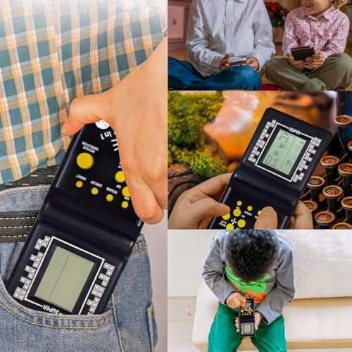 Retoo Großbild-Ziegel Spielkonsole Klassisches Spielekonsole Retro Handheld Puzzlen Spiele 9999 in 1 Freizeitpuzzle Elektronisches Ziegelspiele Tragbare 2 x AA-Batterien Spielmaschine fur Kinder