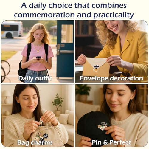 Image of SMUOBT Graduation Mysterious Jewelry Jar Pack, Surprise Jewelry Box for Women (Keychain, Bookname, Bracelet, Necklace, Rings, Hairpins, Earrings, Stickers and Pin) - Graduation Gift, Metal