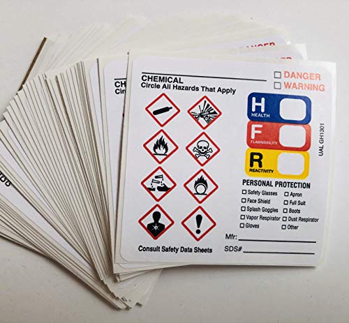 United Ad Label GHS Label GHS Hazard, 2-1/2" x 2-1/2", Permanent Paper Label, Multi, One Pack of 50 Labels