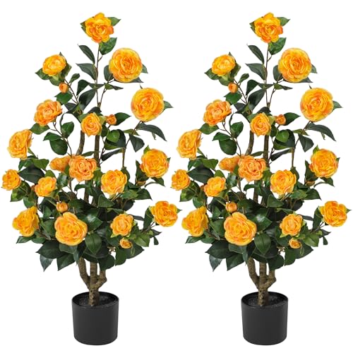 TreeTrip Artificial Camellia Tree 3.3 FT 2 Pack, Christmas Decor