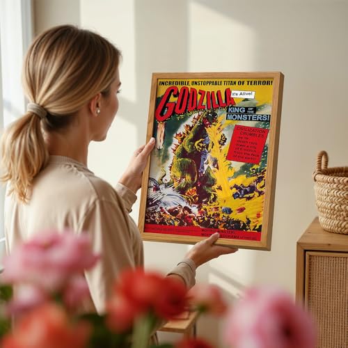 Image of Vintage Movie Poster For Men 11x14 FRAMED - Scary Movie Poster for Men, Vintage Hollywood Horror Movie Decor - Man cave Wall Art for Boys Bedroom, Teens Room - Perfect Horror Movie Gifts