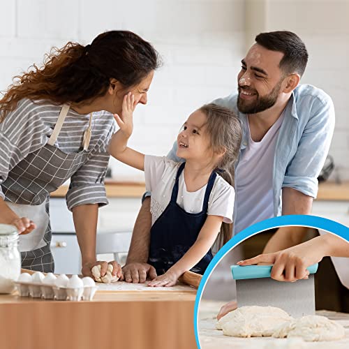 Rainspire Bench Scraper, Stainless Steel Dough Scraper, Pastry Scraper, Pizza and Dough Cutter Multi-Purpose Scraper/Chopper, Pizza Cutter Food Chopper Baking Supplies Kitchen Gadgets, Blue - Thumbnail 7
