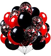 Firomi Red Black Latex Balloons 12 Inch 70 pack Black and Red Confetti Balloons Set for Birthday ...