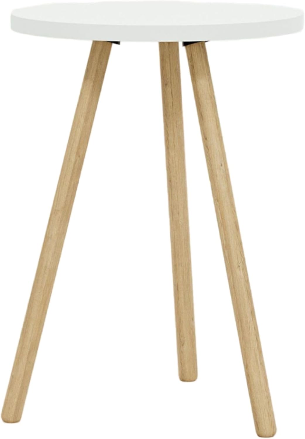 Small Round Side Tables for Living Room, Minimalist Circle Accent End Table Small Spaces Apartments, Modern Night Stand for Bedroom, Office, Nursery (White)