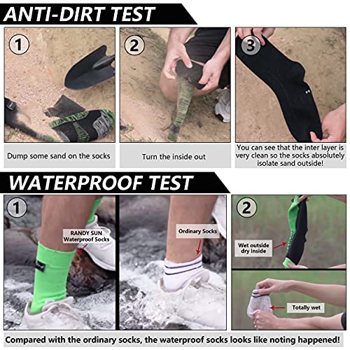 Randy Sun Waterproof Crew Socks, Unisex Muddy Snowy Dry Feet Warm Breathable Performance Cushion Outdoor Hiking Running Trail Golf Skiing Camping Socks Year Round, Black&Red M #TOP4