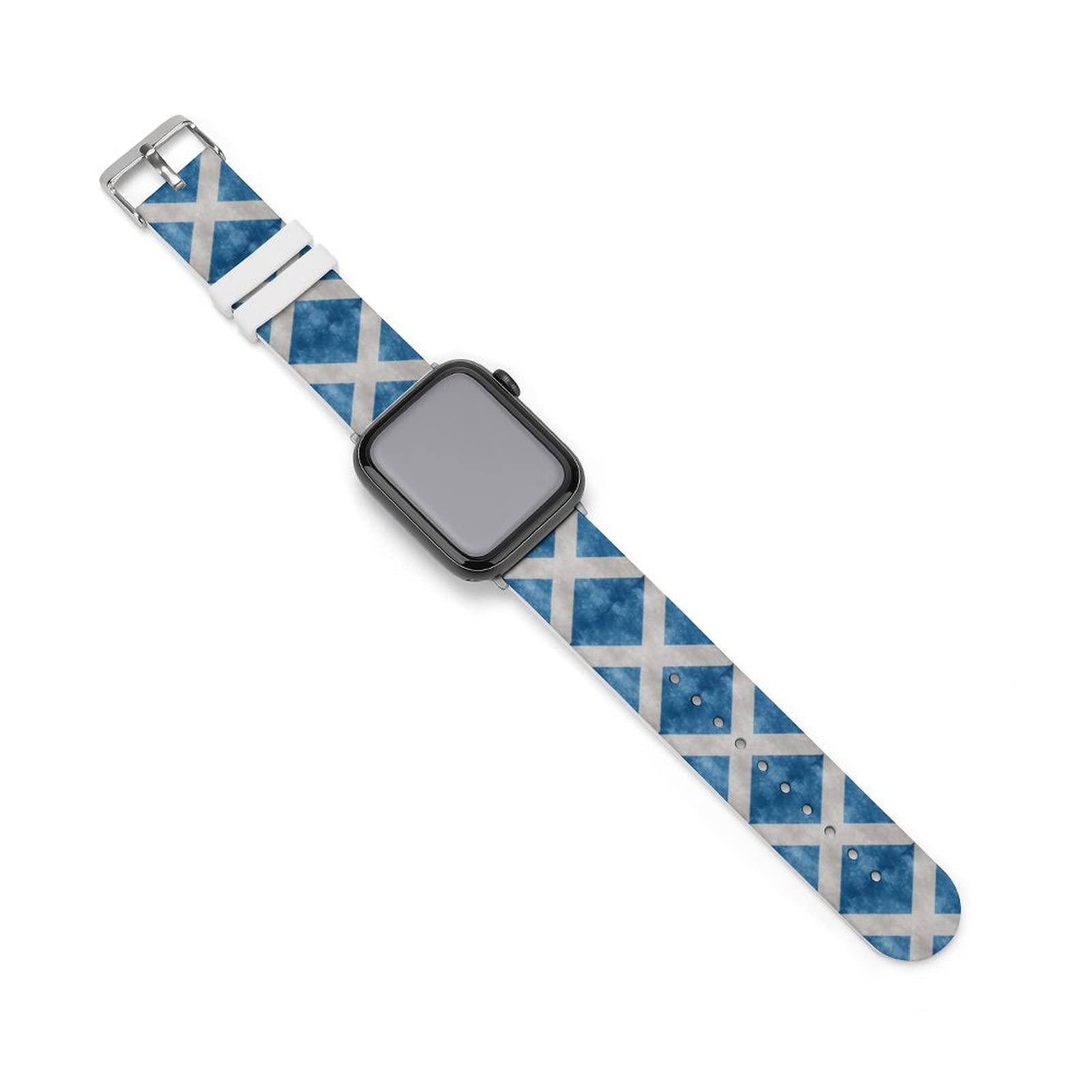 Baikutouan Silver-Style Vintage Scotland Flag Print Watch Strap Replacement Silicone Band Compatible For Apple Iwatch 38-40Mm Or 42-44Mm