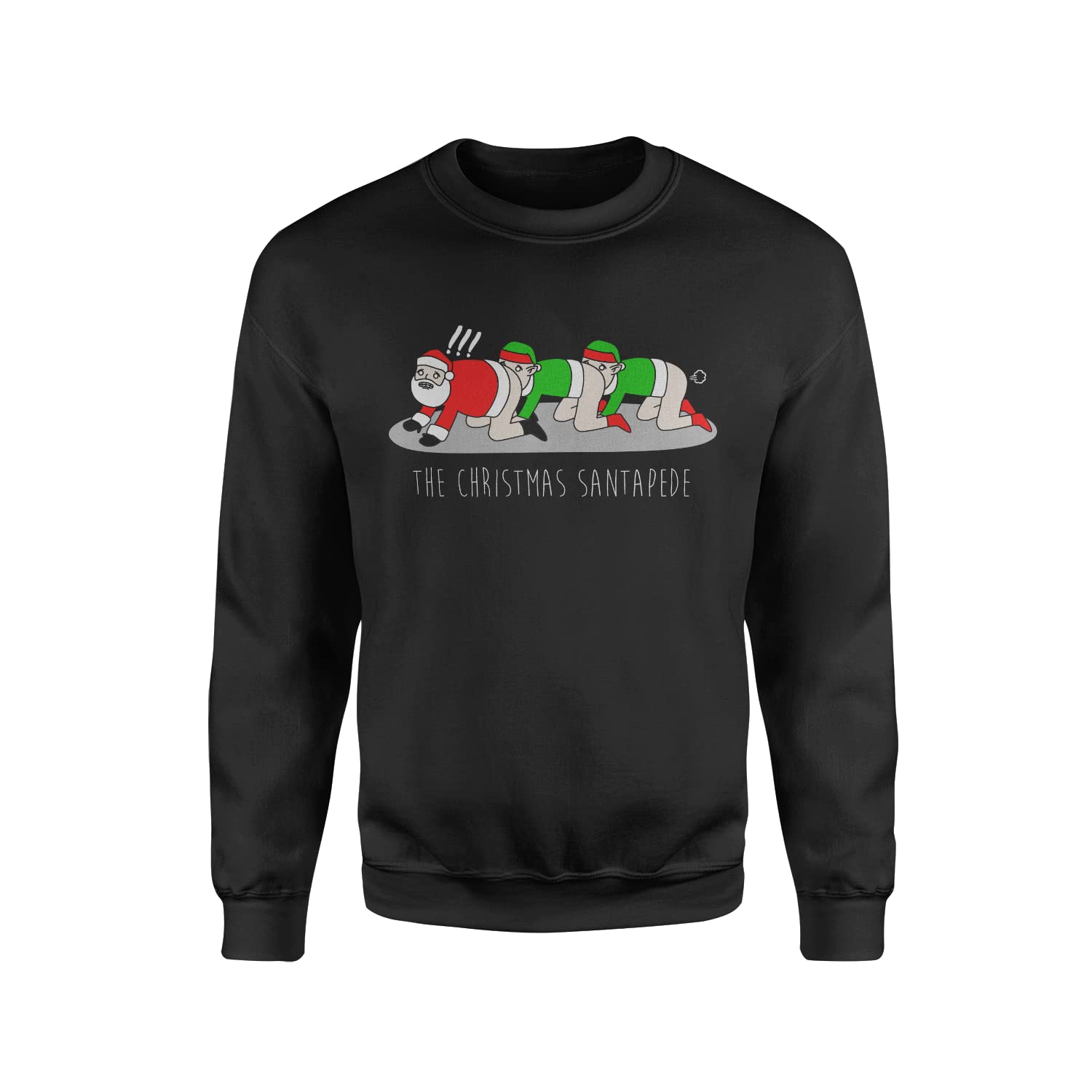 Smartypants Men's Black Prime The Christmas Santapede Christmas Jumper Sweatshirt - Novelty Funny Rude Crude Explicit Fun Joke Merry Xmas Eve Festive Jolly Centipede Work Party Gift Present (Medium, )