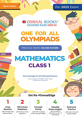 Oswaal One For All Olympiad Previous Years' Solved Papers, Class-1 Mathematics Book (Useful book for all Olympiads) (For 2023 Exam)