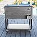 Permasteel 80-Quart Outdoor Patio Cooler with Wheels | Beverage Rolling Cooler for Backyard Deck, PS-A205-80QT-GY, Wood Grain Accent, Gray