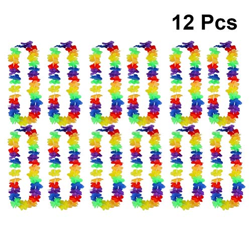 Colar havaiano colorido 12 peças guirlanda de flores tropicais luau lembrancinhas de festa praia hul