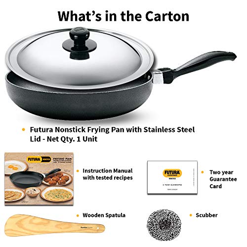 Futura Non-Stick 10-Inch Frying Pan Indian Style With Stainless Steel Lid #TOP6