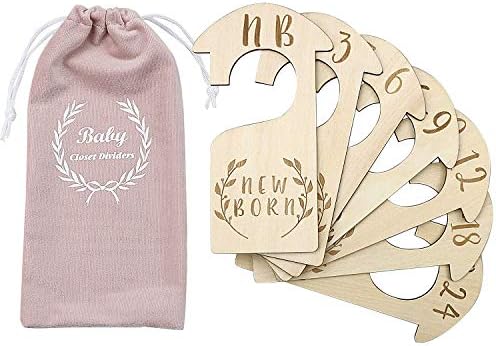 uwows Premium Wood Baby Wardrobe Dividers,Set of 7,From Newborn to 24 Month,Baby Closet Organizers,Nursery Decor,Baby Clothes Organizers (Style 4)