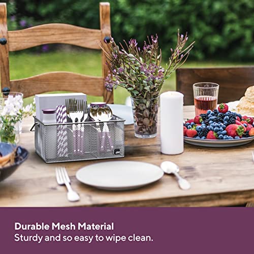 Mindspace Utensil Holder, Kitchen Condiment Organizer And Flatware Utensil Caddy | The Mesh Collection, Silver #TOP3