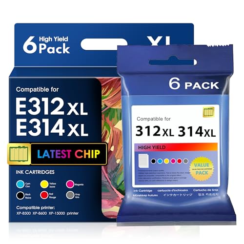 FristGlory 312XL 314XL Remanufactured Ink Cartridges 6-Pack High Yield Compatible for 312 314 Ink Cartridges Replacement for Expression Photo XP-8500 XP-8600 XP-15000 Printer