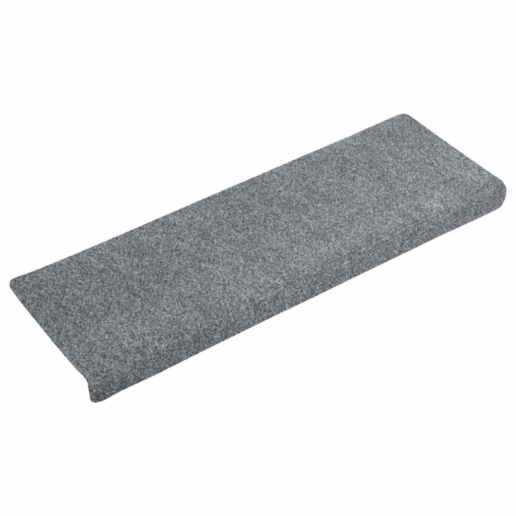 vidaXL Tapis d'escalier Autocollants 15 pièces 65 x 21 x 4 cm Gris Clair Bord rectangulaire