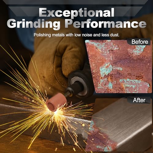 64Pcs Sanding Bits for Dremel Rotary Tools, 1/8\" Shank Aluminum Oxide Grinding Stones and Sanding Drill Bits, Durable for Metal Rust Removal, Smoothing, Sharpening, Multiple Shapes to Meet More Needs