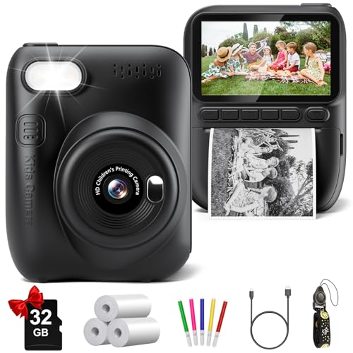 Instant Print Camera for Kids, 3.0' HD 1080P Digital Video Cameras with 3 Rolls of Printer Paper for...